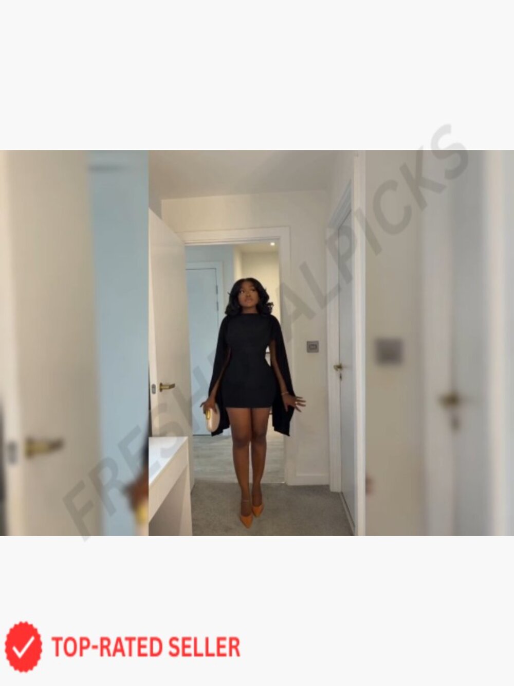 Sexy Bodycon Mini Dress Cowl Neck Cape Sleeve Elegant Club Party Cocktail - Picture 7 of 7